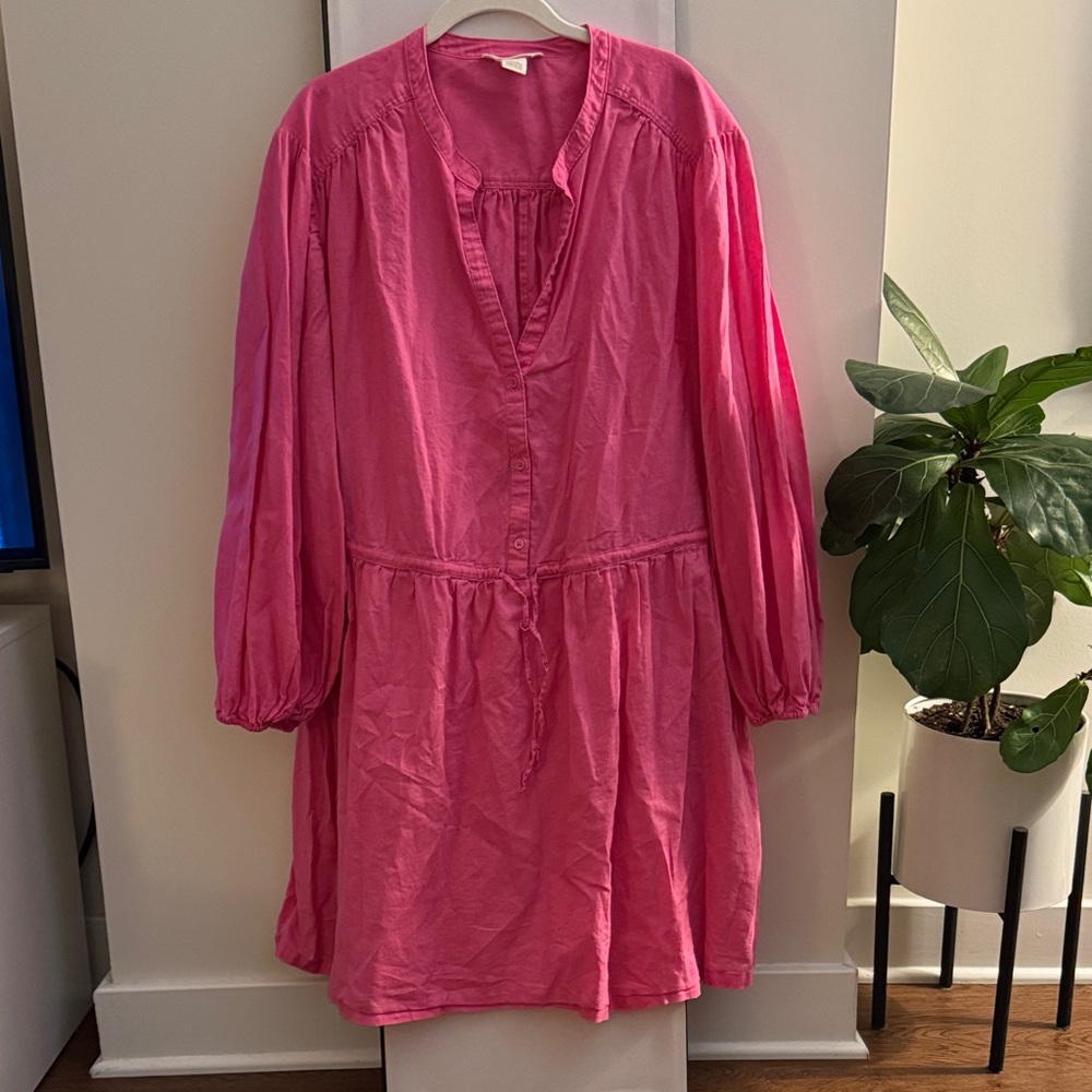 H&M Pink Linen Plus Size Dress